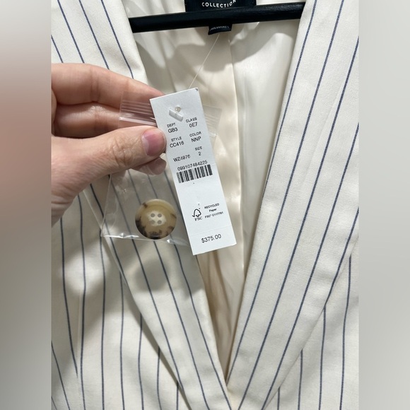J. CREW Collection classic blazer ivory pinstripe Italian wool Sz 2 NWT $375 - Picture 14 of 16